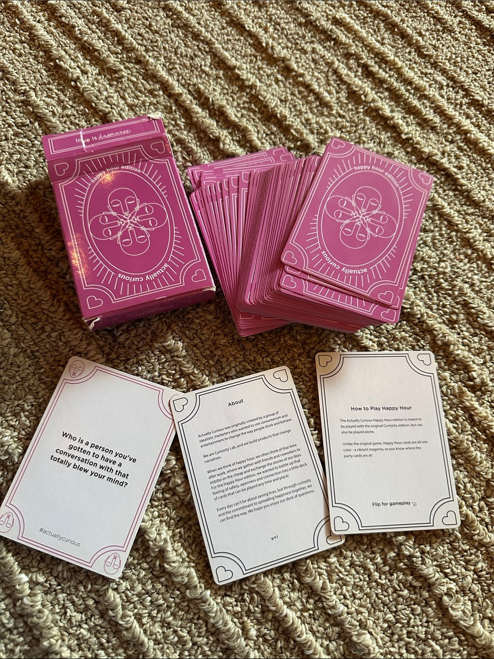 Actually Curious Happy Hour Conversation Cards - Pink
